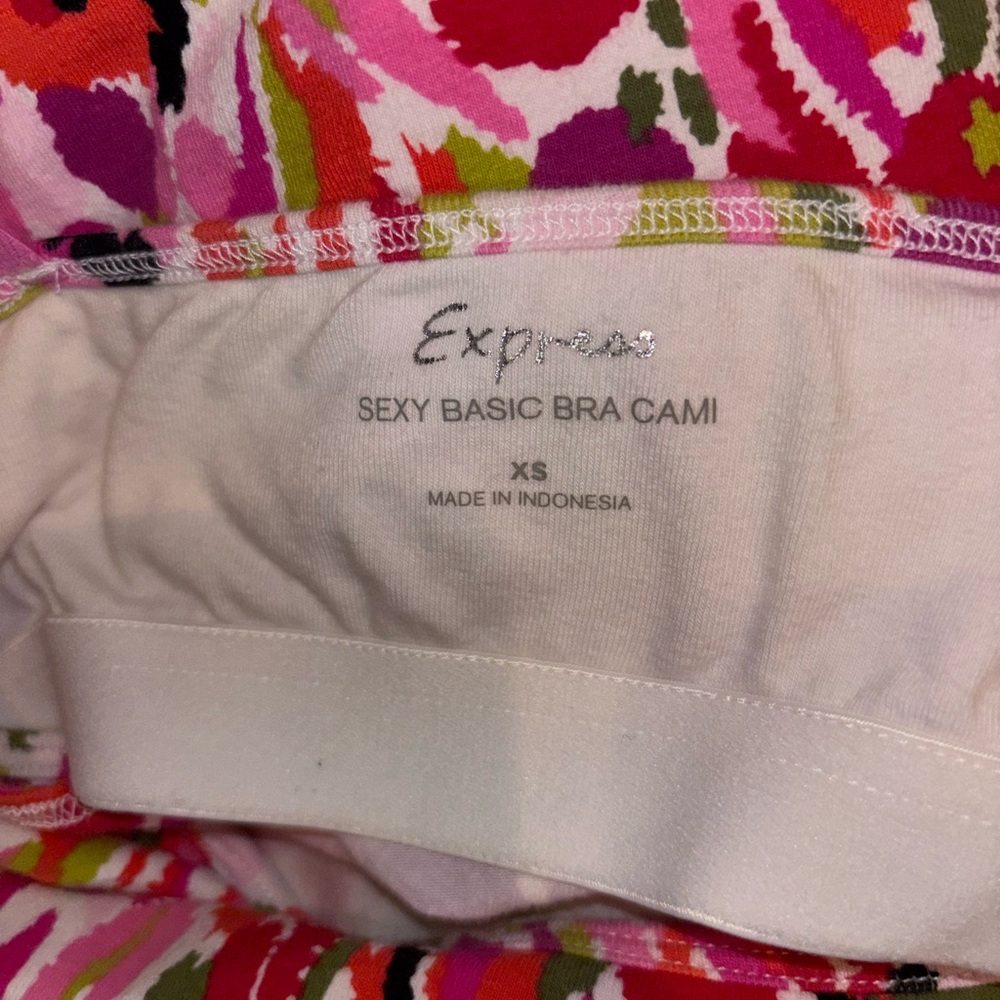 Express sexy basic bra cami XS spaghetti adjustable strap pink Floral EUC - Picture 5 of 6